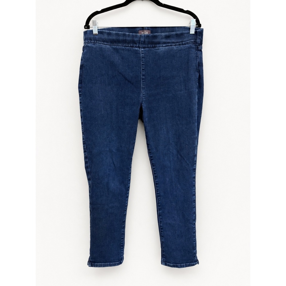 NYDJ Pull On Jeans Womens 14 Blue Lift Tuck Side Slit Denim Leggings
